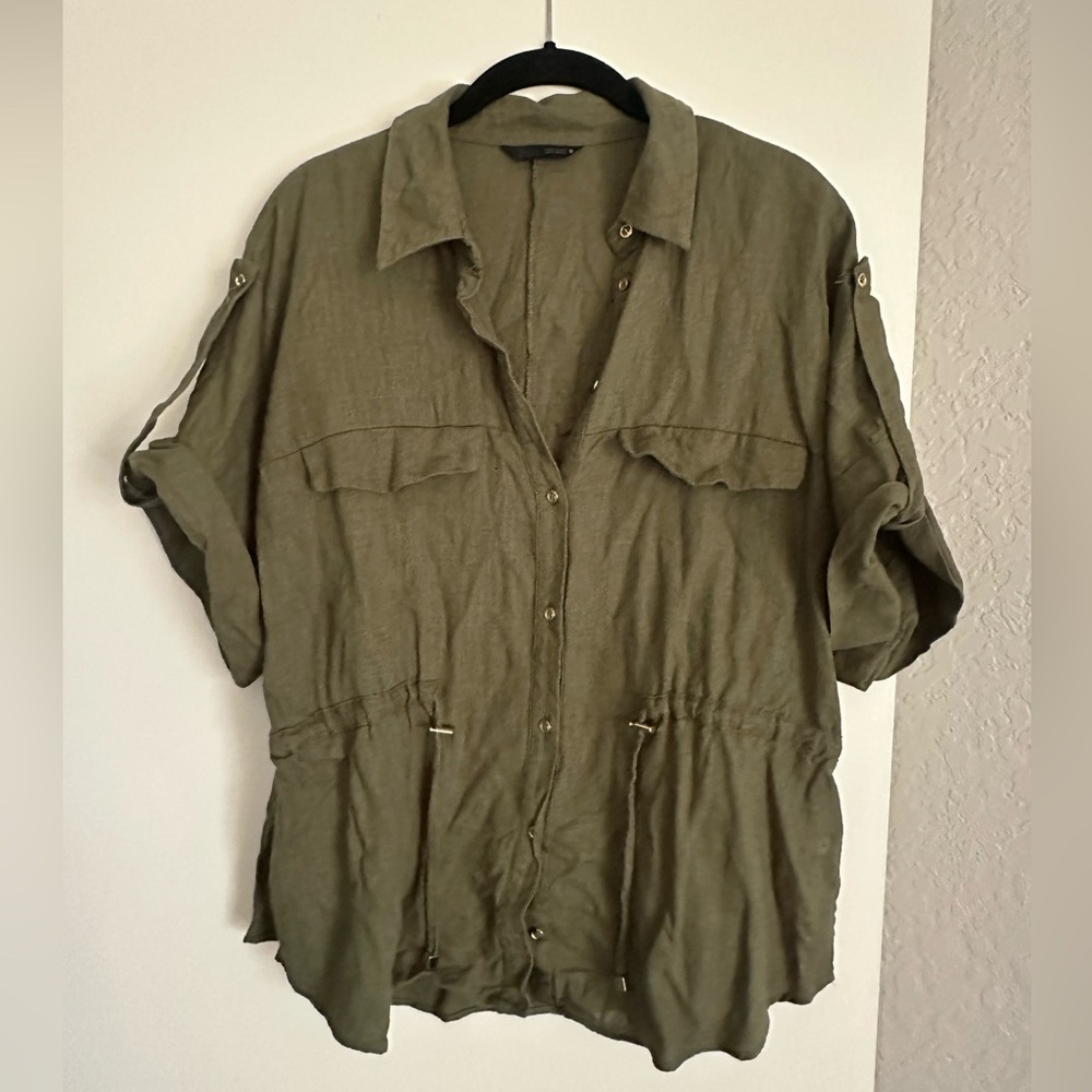 Zara Khaki Linen Shirt